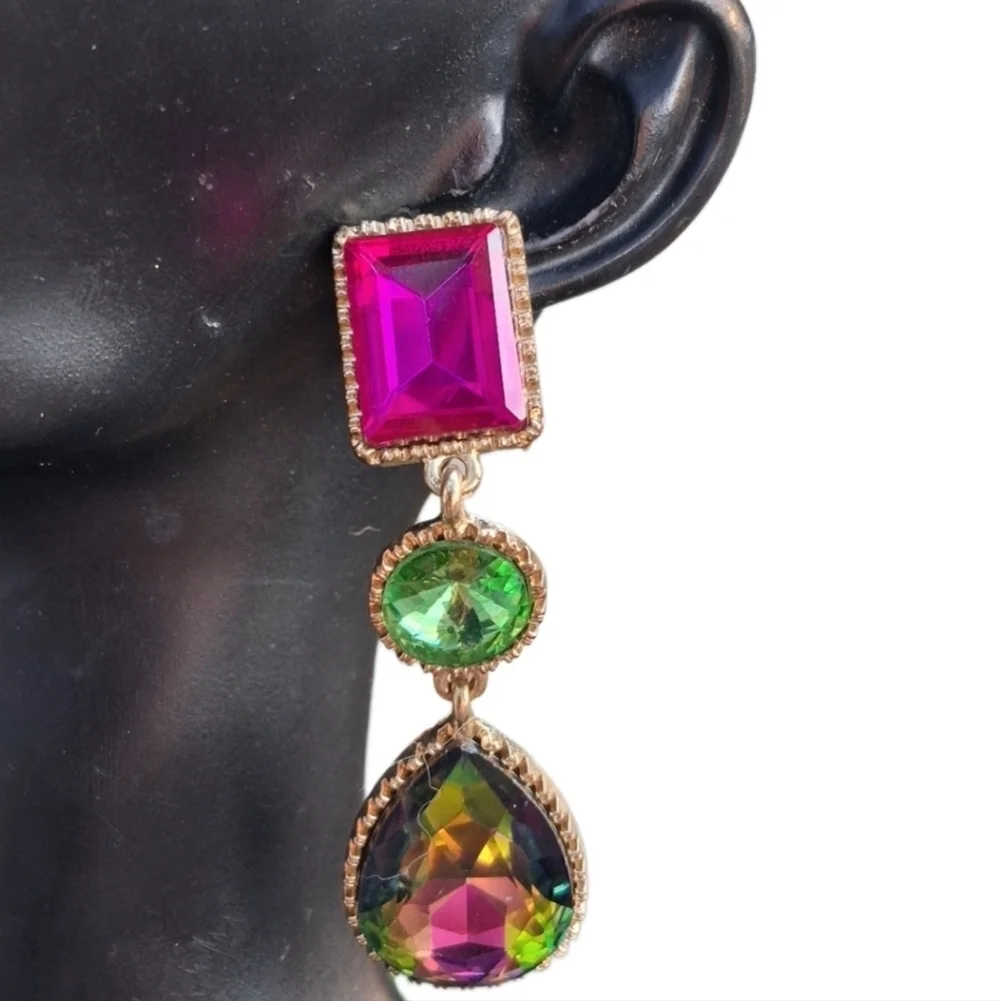 Dazzling Multi-Color Drop Earrings - Picture 2 of 6